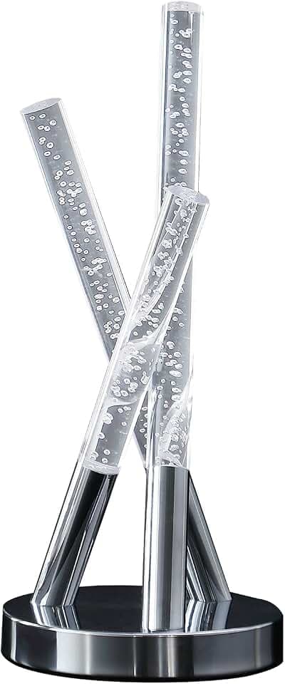 Ore International HBL2617 14.5" in Carina Modern 3 Acrylic Upright Leg Stix Led Silver Metal Table Lamp