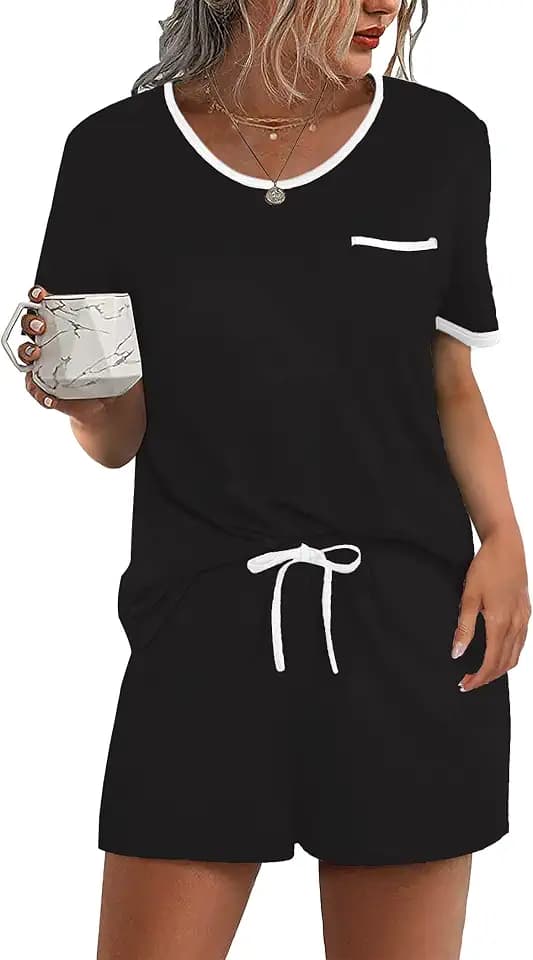 Ekouaer Pajamas for Womens Set 2 Piece Soft Sleepwear, Chest Pocket