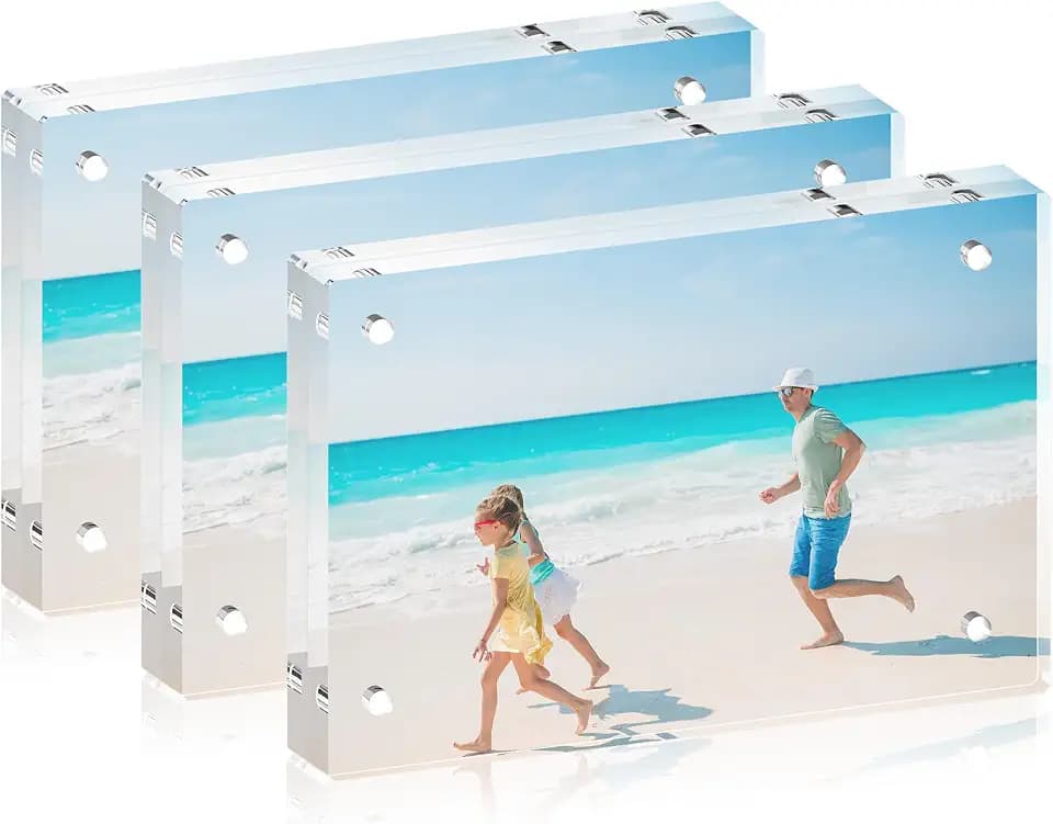 5x7 Acrylic Picture Frame Set of 3, 20mm Thick, Tabletop Display