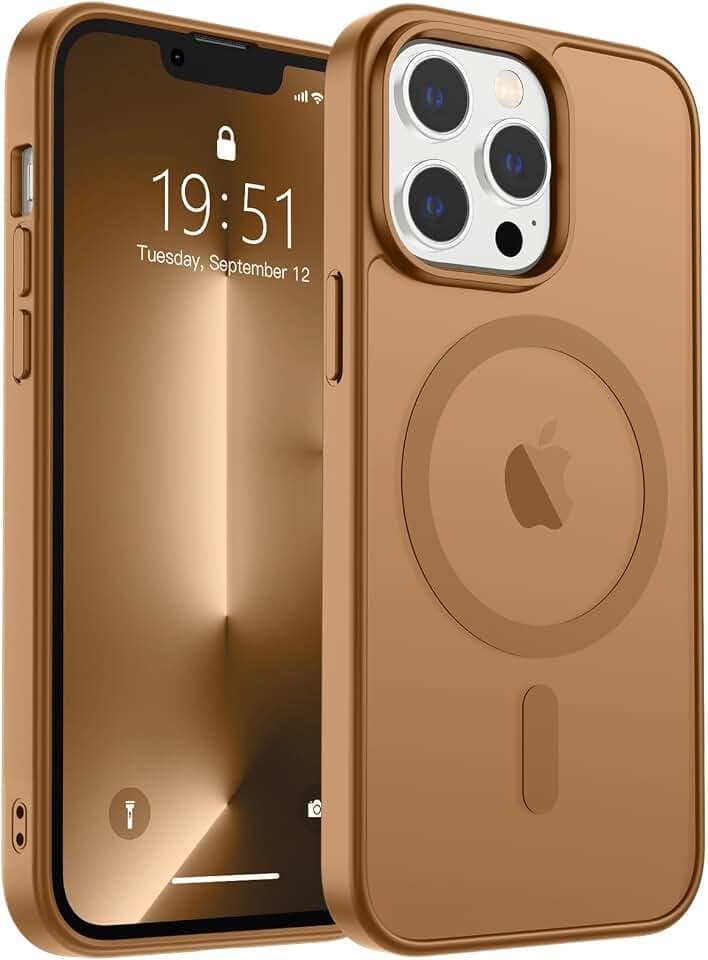 zapica Magnetic for iPhone 13 Pro Case, Brown