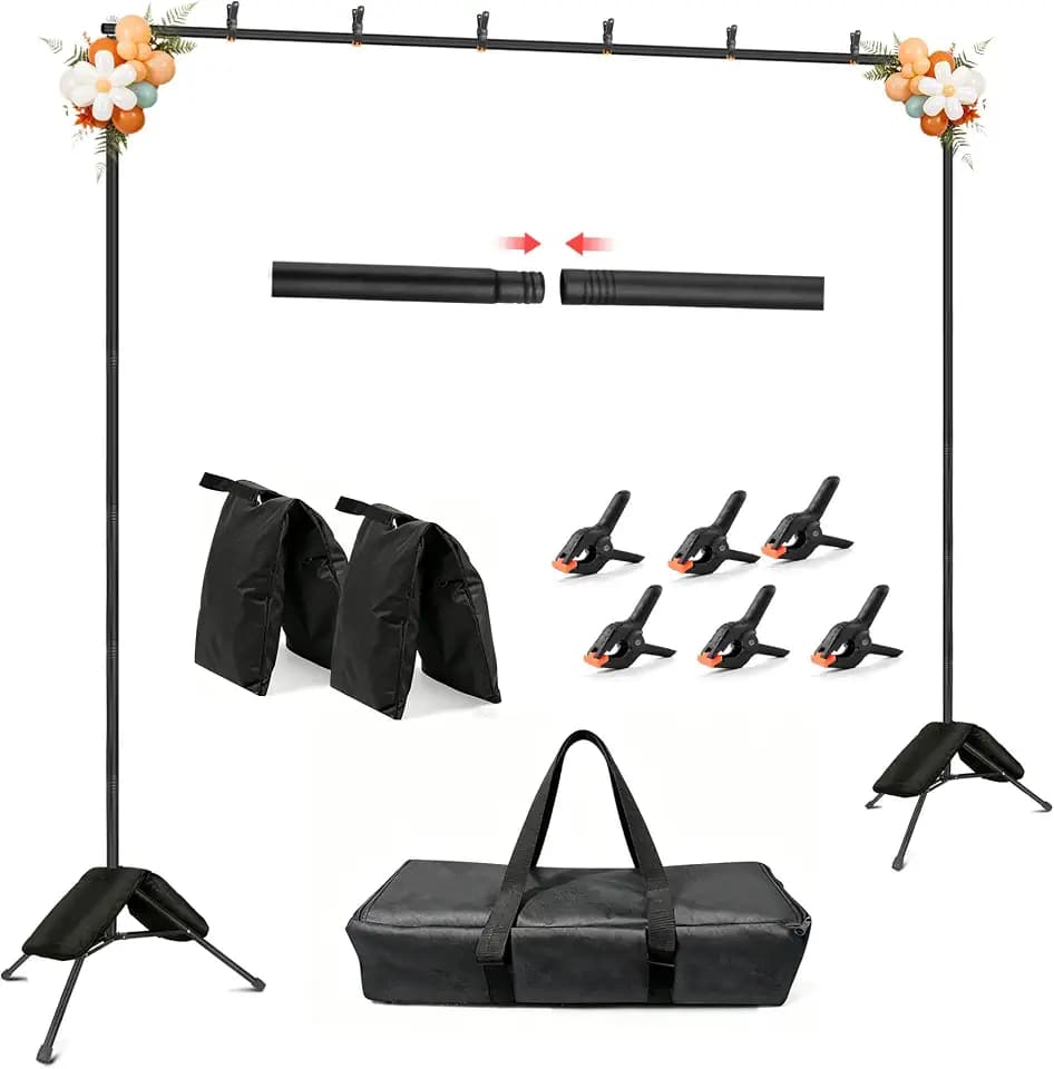 Hemmotop Photo Backdrop Stand 11x10ft, Heavy Duty Background Frame Kit