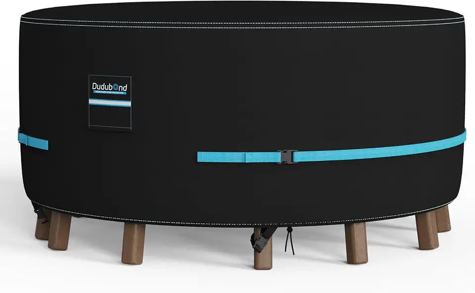 Round outdoor table cover, Waterproof, 72" D x 28" H