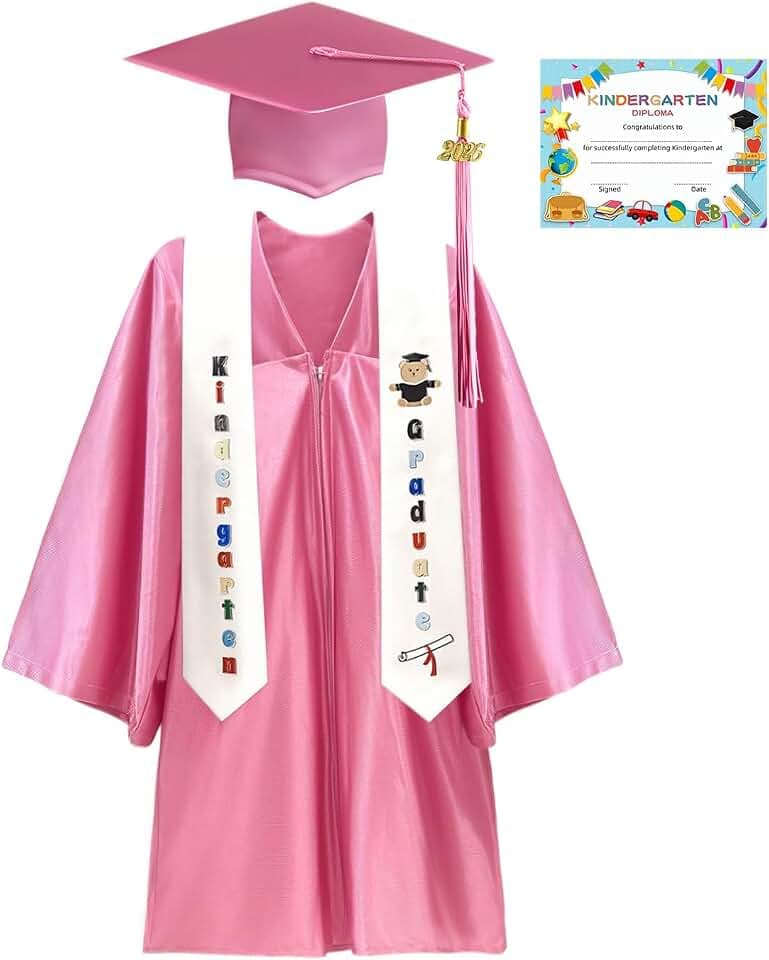 Kindergarten Graduation Cap and Gown Set 2026 -Preschool Graduation Cap with Printed Stole Grad Gift