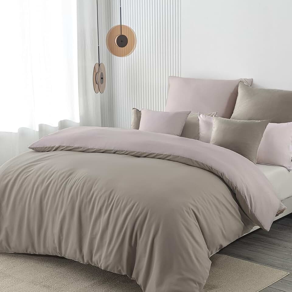 Bettwäsche 200x200 3teilig Mikrofaser, Taupe/Beige