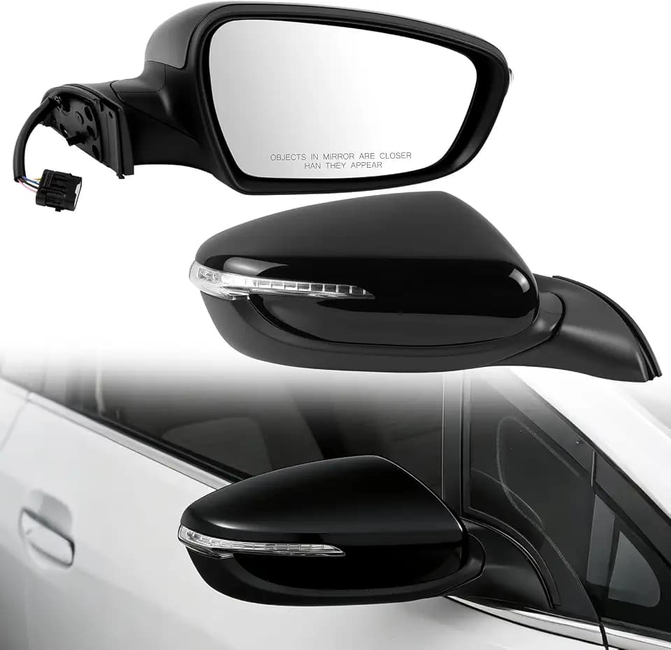 Right Passenger Side Mirror Compatible with Kia Forte 2014 2015 2016 SX/S/EX/LX Rear View Mirror w/only fit 10-hole plugs/Heated/Turn Signal Light/Manual Folding/Power glass,KI1321213(6pins)