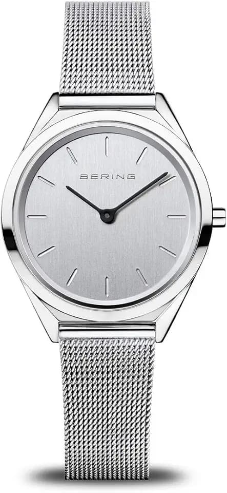 Bering Unisex Quarz Uhr | Armbanduhr 31 mm Edelstahlgehäuse und Zifferblatt | Milanaisearmband | Saphierglas | 3 ATM | 17031