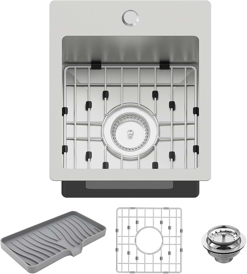 13x15In Stainless Steel Kitchen And Bar Sink, Drop-in, Single Bowl