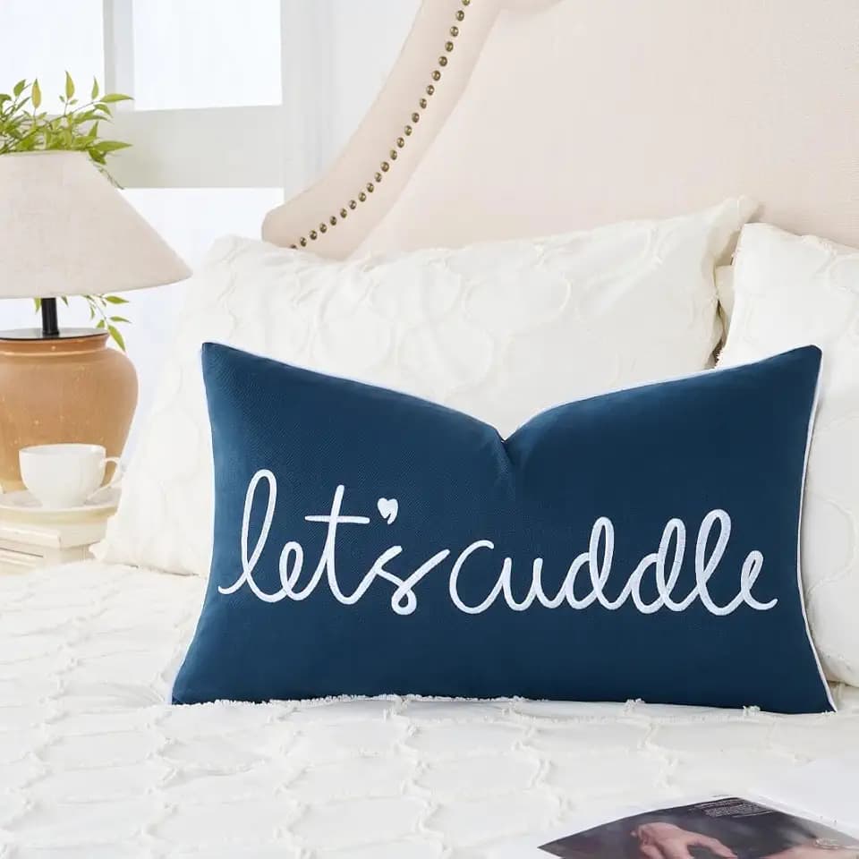 Sanmetex Let's Cuddle Lumbar Pillow Cover 12x20 Inch Blue