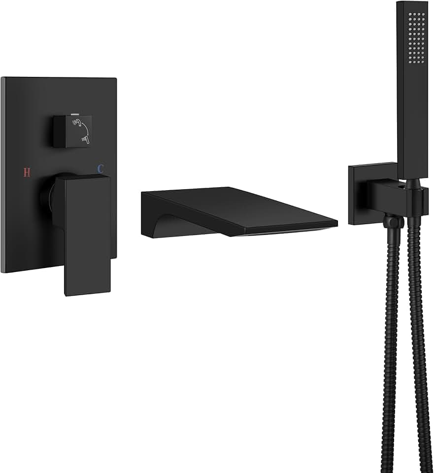 Aolemi Bathtub Faucet Wall Mount Tub Filler with Handheld,Matte Black