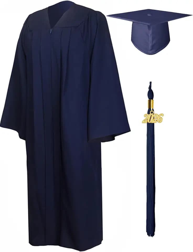 GraduationMall Matte Graduation Gown Cap Tassel Set 2026 for High School and Bachelor