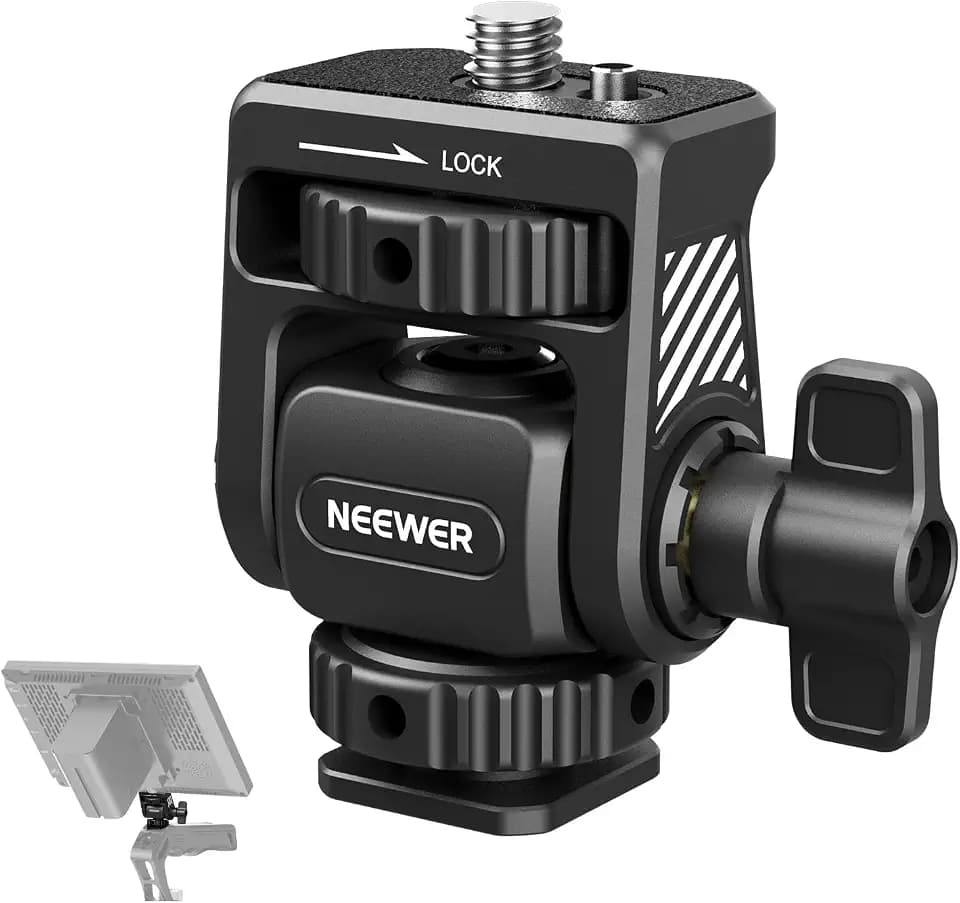 NEEWER Field Monitor Mount Holder w Cold Shoe 360° Swivel 180° Tilt, MA019
