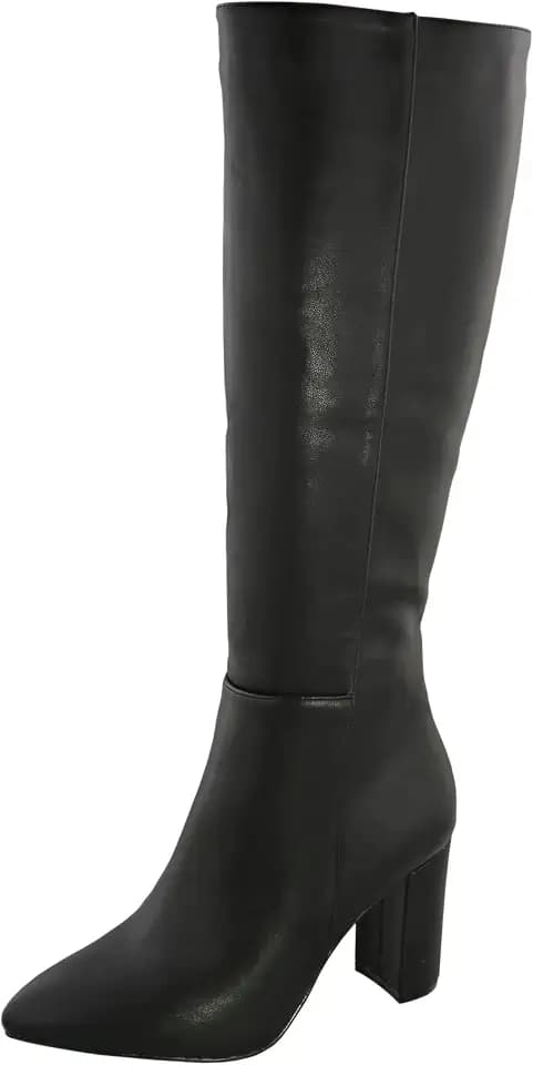 TruFox Women's Knee High Block Heel Dress Boots, Quality Faux Leather Boot