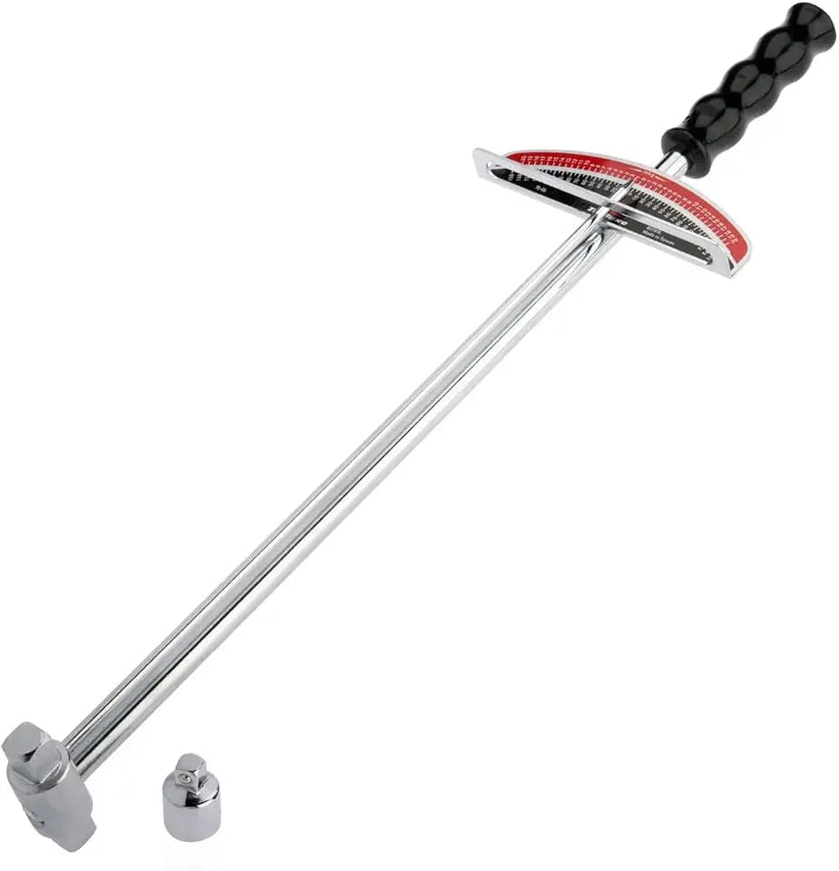 Tooluxe 03703L Dual Drive Beam Style Torque Wrench | 3/8” & ½” Drives | 17” Length | 0-150 Ft-Lbs | SAE | Premium Steel Alloy