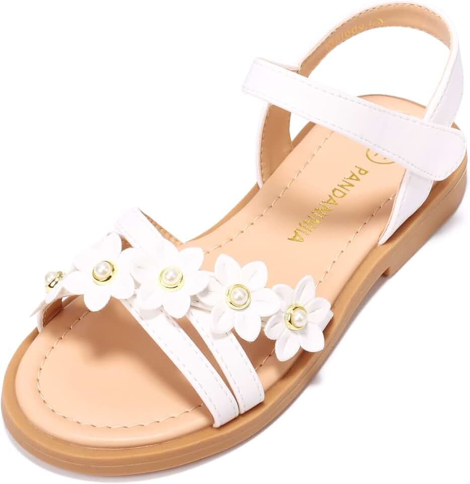 PANDNAINJIA Girls Sandals Open Toe Toddler Kids Dress Summer Shoes
