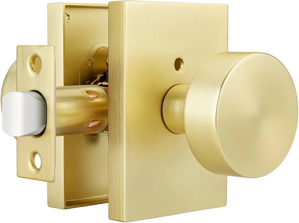 Goldenwarm Gold Interior Door Knob Privacy, Rectangular Zinc Alloy 1 Pack