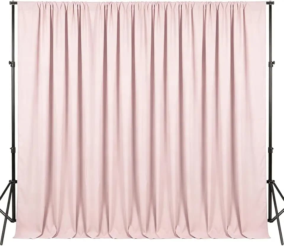10x6.5 Ft Light Pink Backdrop Curtains for Parties, Polyester Photo Backdrop Curtain for Halloween Party, Wedding, Bridal Baby Shower, Stage Decoration, Photoshoot Background (2 Panels 5x6.5Ft)