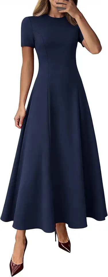 KIRUNDO Short Sleeve Wedding Guest Dresses for Women Formal
