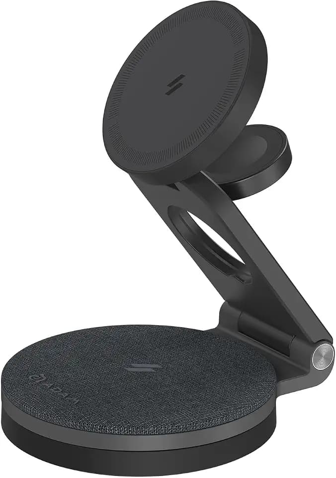 ADAM elements Mag 360 Qi2 3-in-1 Foldable Magnetic Charging Station, 15W Fast Wireless Charger for iPhone 17 16 15 14 13 12 Series, Apple Watch & AirPods