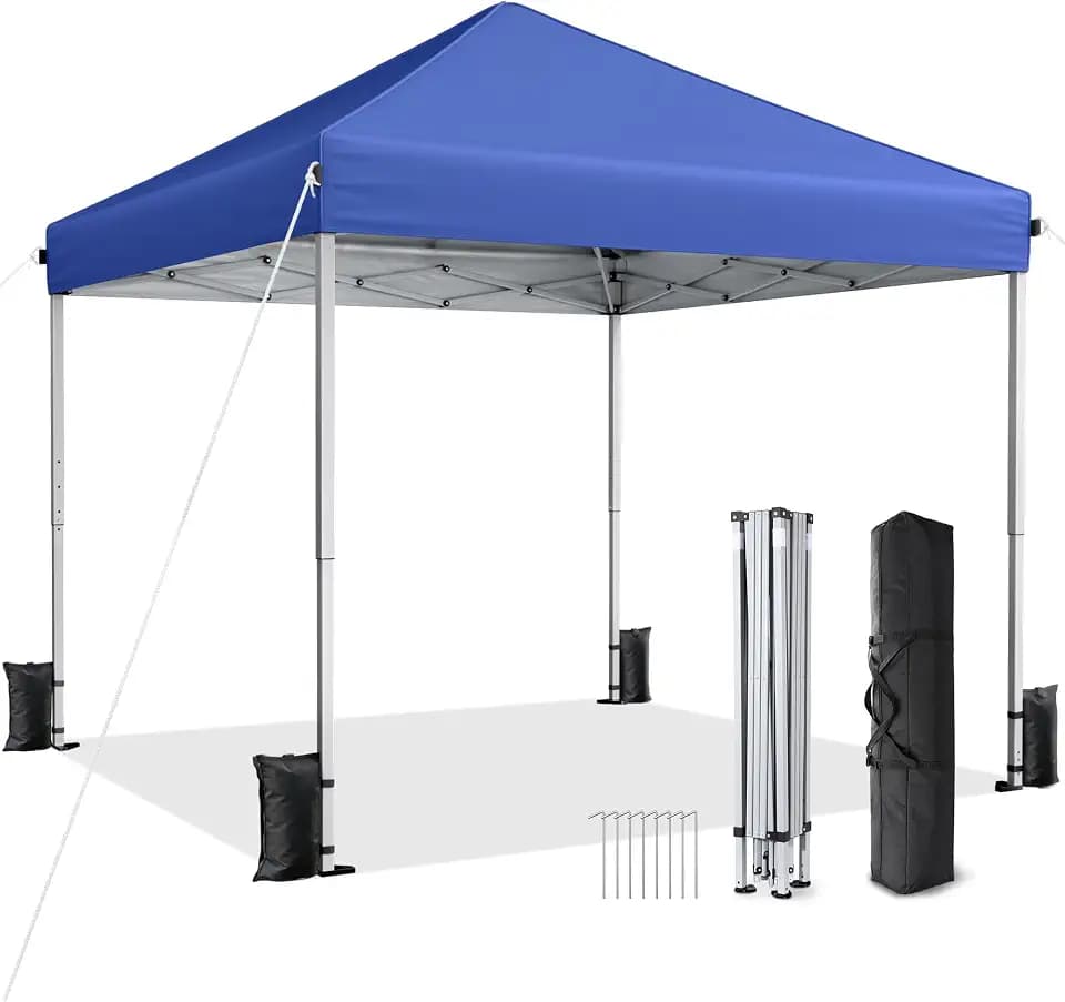 10x10 Pop Up Canopy Tent with One-Push Center Lock,Blue