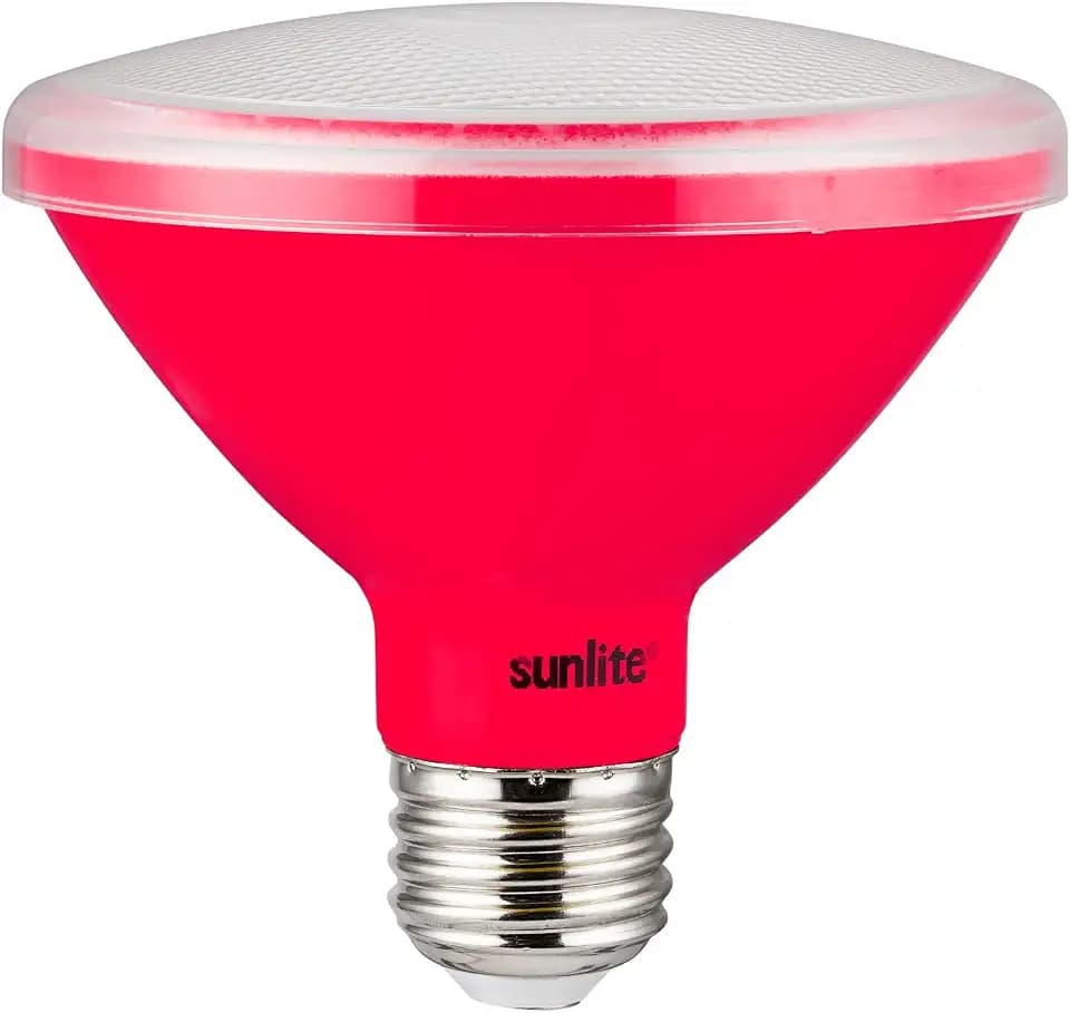 Sunlite 81470 LED PAR30 Short Neck Colored Recessed Light Bulb, 8 Watt (75W Equivalent), Medium (E26) Base, Floodlight, ETL Listed, Red, 1 Count