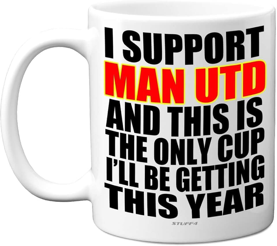 Lustige Fußball-Tasse, Geschenk für Fans von Man United, Footy Only, Witz, Weihnachten, Geburtstag, Geschenk für Sohn, Vater, Bruder, Onkel, Kollegen, Freund, Cousin, 325 ml, Keramik