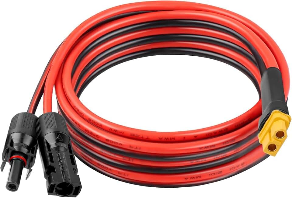 10AWG 10FT XT60 Solar Extension Cable 2 3 6 10 15 20 25 35 40 50 75 100FT XT60 Solar Extension Connector Adapter Thicker Cable Female to Male for Portable Power Station Solar Panel RC LiFePO4 Battery