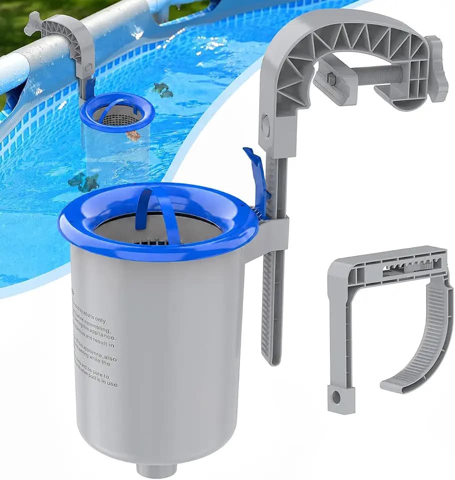 Sepetrel Above Ground Pool Skimmer, 3.5 Liter Floating Pool Surface Skimmer with Removable Debris Basket, Wall Mount Automatic Cleaner Accessories for Tubular, Metal Frame and Inflatable Collar Pools