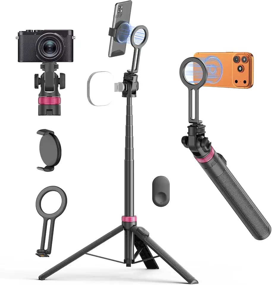 69" Magnetic Phone Tripod Stand Selfie Stick with Remote & Phone Mount