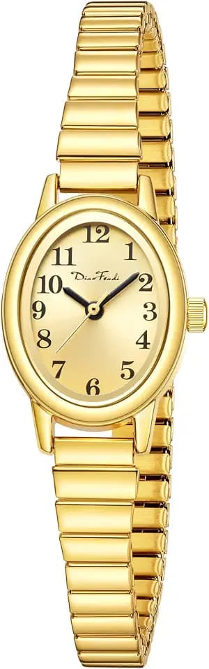 Diaofendi 3 Sizes (S/M/L) Small Gold Watches for Women - Fit 5"-8" Expansion Band, Valentine's Day Gifts for Mom Wife, Easy Read Ladies Quartz Watch, Water Resistant