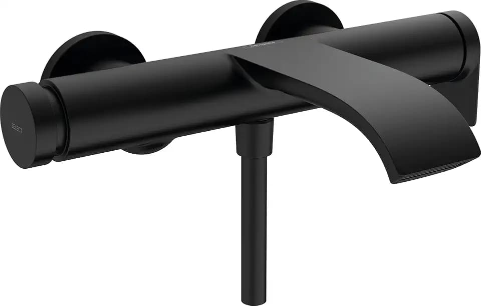 hansgrohe Vivenis - Badewannenarmatur Aufputz für 2 Verbraucher, Mischbatterie Badewanne mit Auslauf Länge 21,6 cm, Einhebelmischer Wanne, Mattschwarz, 75420670