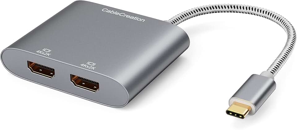 USB C to Dual HDMI 4K Adapter, CableCreation USB Type C to 2 HDMI Adapter
