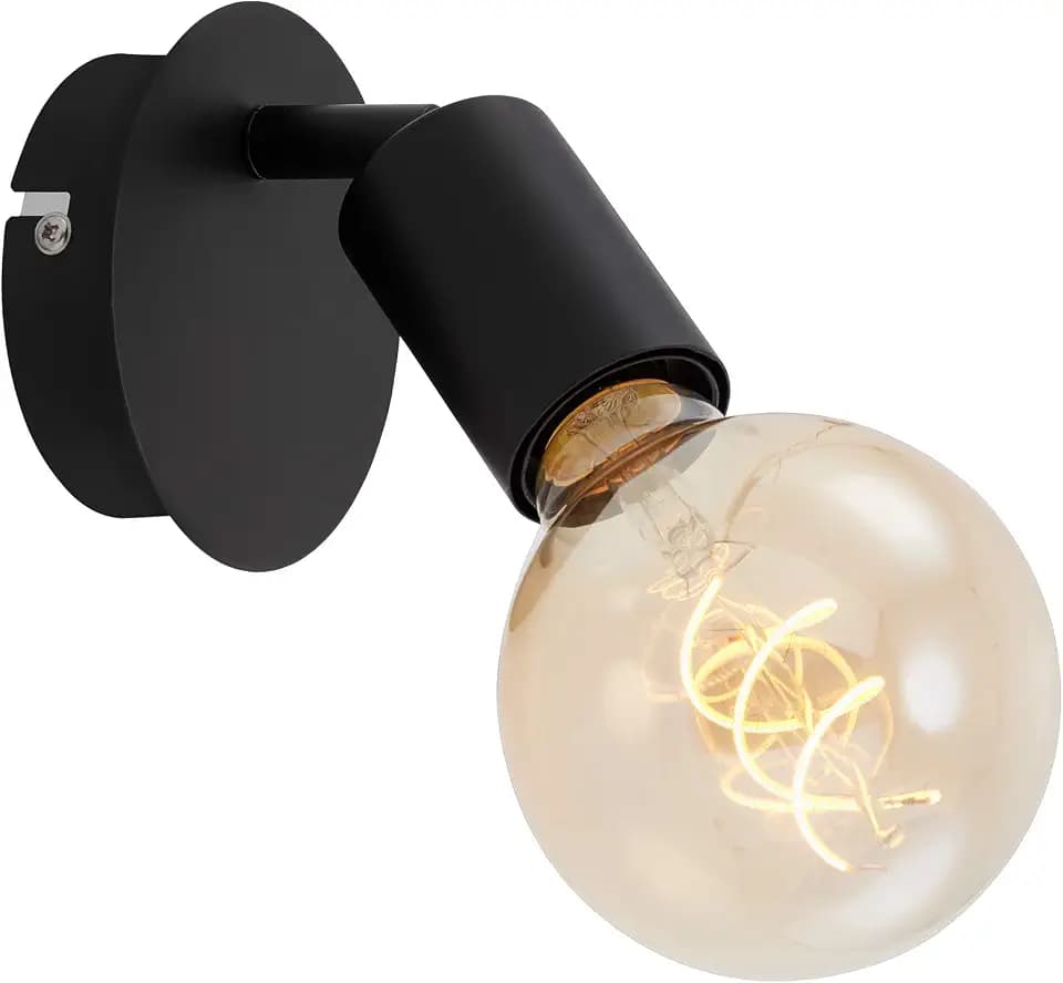 BRILONER - Wandleuchte Innen schwenkbar, Vintage, E27 Fassung, max. 60 Watt, Wandlampe innen, Wandstrahler, Wandlicht, Wandbeleuchtung, Schlafzimmer, Flurlampe, Wall Light, 10x8 cm, Schwarz