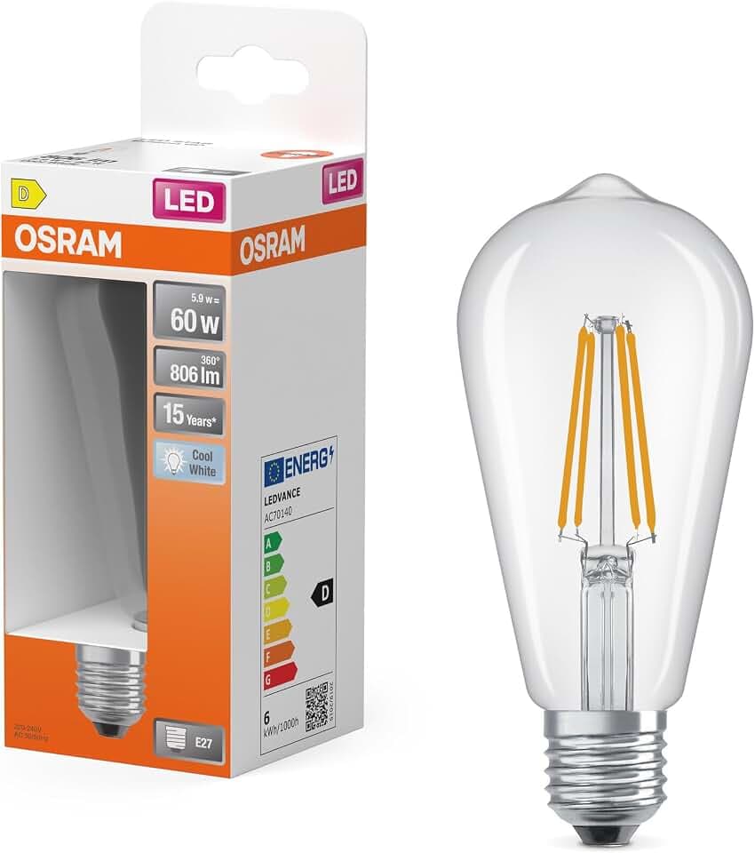 Osram LED-Lampe Kolbenform Edison A60 5,9W klar E27