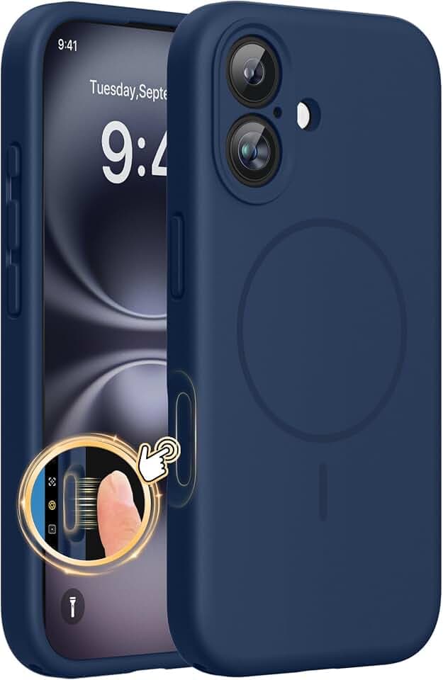 Miracase Silicone & Magnetic for iPhone 16 Case, Dark Blue