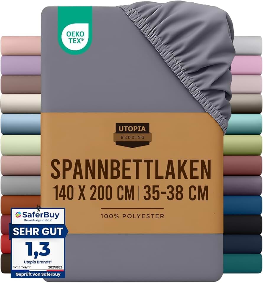 Utopia Bedding - Spannbettlaken 140x200cm - Grau