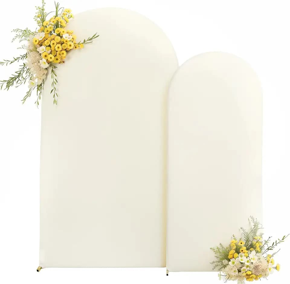 Ivory Arch Backdrop Cover Set of 2 Cream Arch Cover 7.2 and 6ft Wedding Arch Cover Stretchy Backdrop