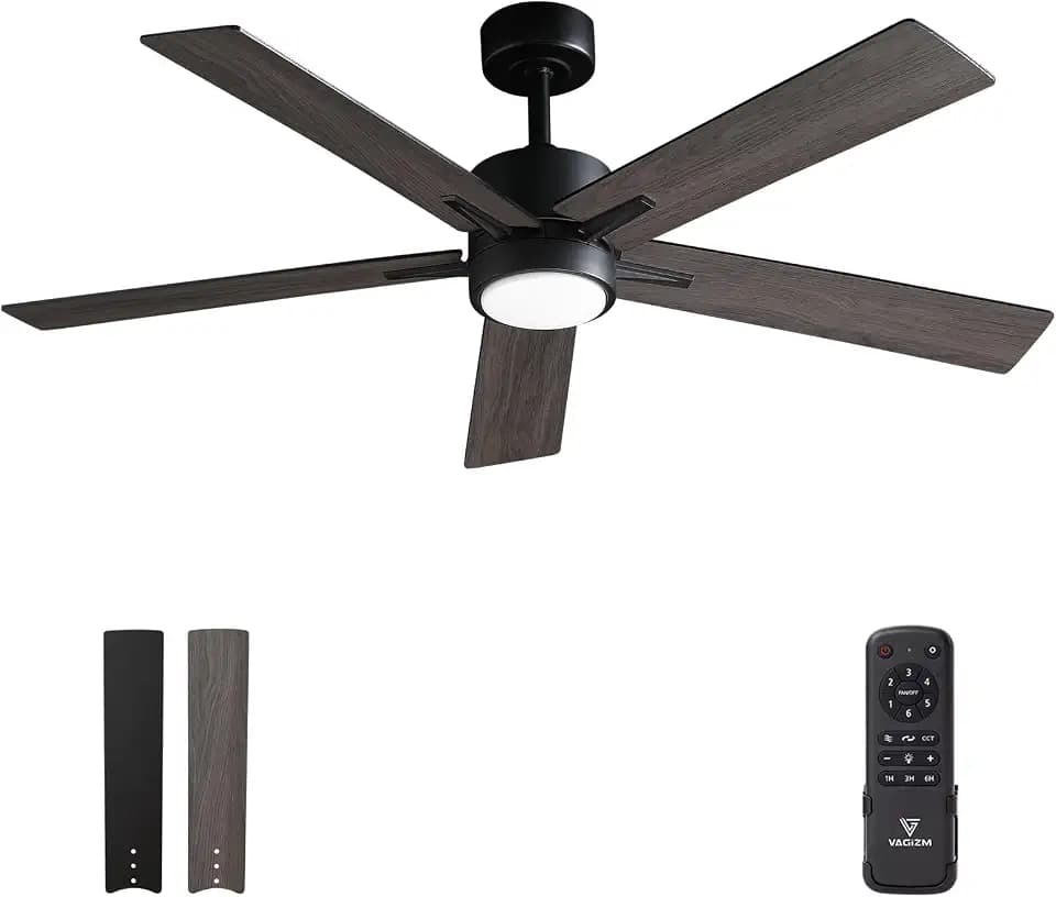 52 Inch Quiet Sleek Ceiling Fan with Light and Remote