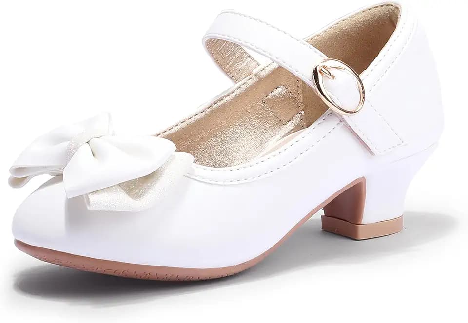 PANDNAINJIA Girls Dress Shoes Toddler Heels Mary Jane Pumps