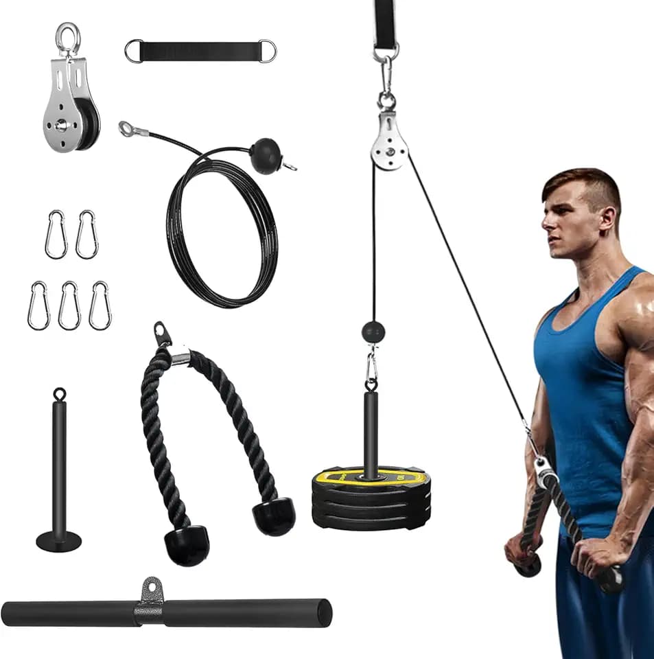 Kabelzug Fitness Kabel Latzug Fitness Bizeps Rücken Trainingsgerät DIY Kabelzug Pulley System Latzugmaschine Arm Krafttraining Home Gym Workout Equipment