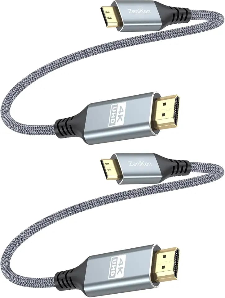 4K Short Mini HDMI to HDMI Cable 1FT 2-Pack, HDMI to Mini HDMI Cable