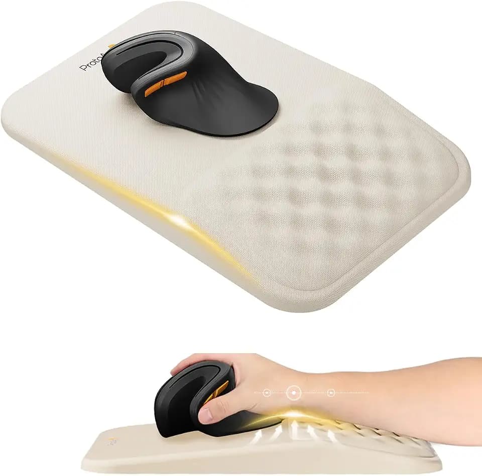 ProtoArc MP50 Ergonomic Mouse Pad with Wrist Support, Lycra Surface, Beige