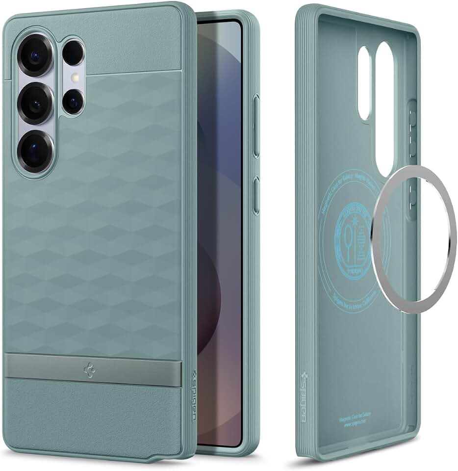 Spigen Parallax MagFit Designed for Galaxy S25 Ultra Case [Fast Wireless Charging/Magnet for Galaxy] (2025) - Sage Green