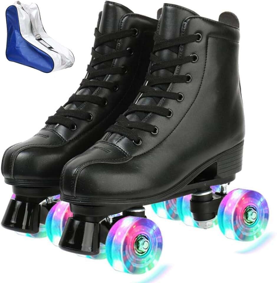 XUDREZ Roller Skate Shoes for Women Men PU Leather High-top Double-Row Roller Skates for Beginner, Professional Indoor Outdoor Roller Skates with Shoes Bag