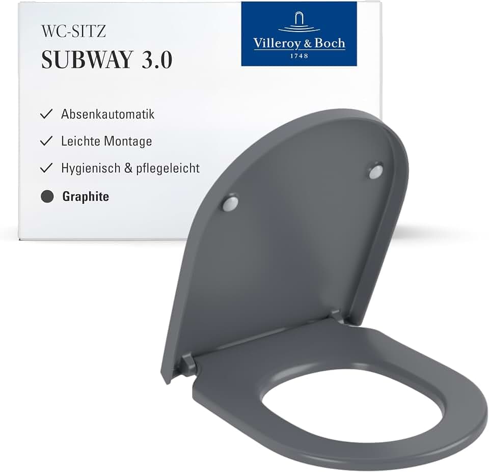 Villeroy & Boch Subway 3.0 WC-Sitz, D-Form – Graphit, matt
