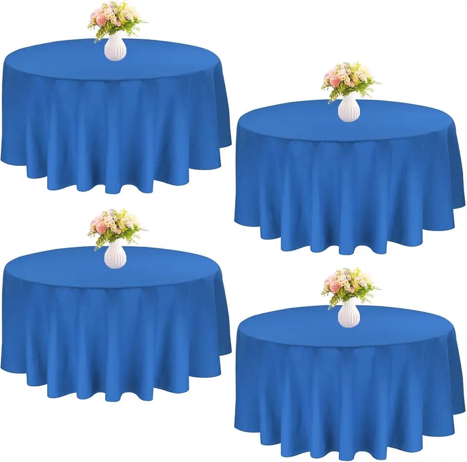 4 Pack Round Tablecloth 90 Inch Polyester Washable Fabric Table Covers for Wedding Dining Table Buffet Parties Banquet Decoration（Blue）