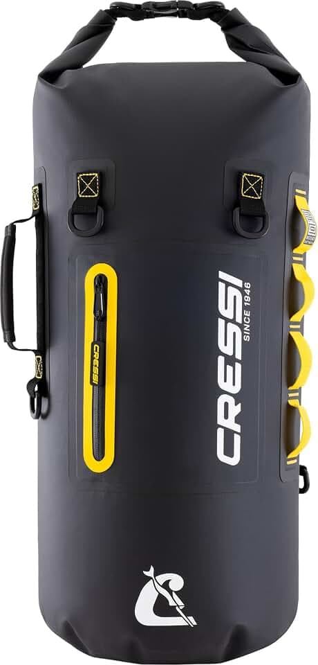 CRESSI Ocelot Dry Bag Waterproof & Dry Backpacks, Black/Yellow, 30L