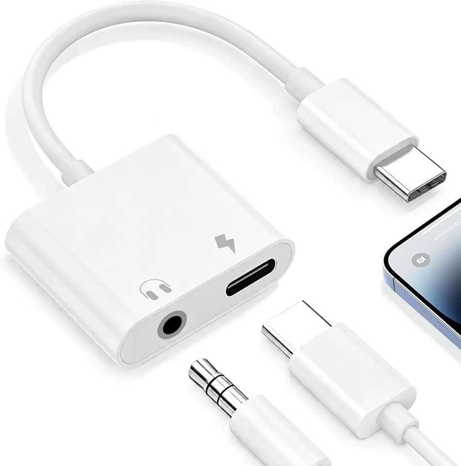 2 in 1 Adapter USB C auf Klinke mit 3.5 mm Kopfhörer Aux Adapter und Laden PD 60W, Aux USB C Adapter für iPhone 15/16 Pro Max, Pad, Hua wei, Galaxy S22 S21 S20, Google Pixel 8/7, etc.