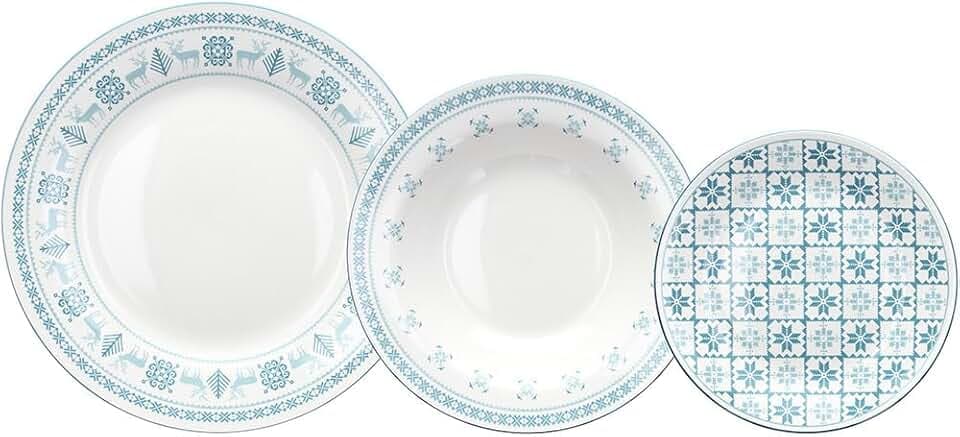 Tognana Polar Tafelservice für 6 Personen, 18-teilig, Porzellan, hellblau