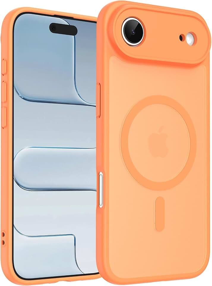 MYY Magnetic for iPhone Air Case, Upgraded [Full Camera Protection] [Compatible with Magsafe] [Translucent Matte] Military-Grade Drop Shockproof Protective Phone Cover 6.5 Inch, Matte Orange