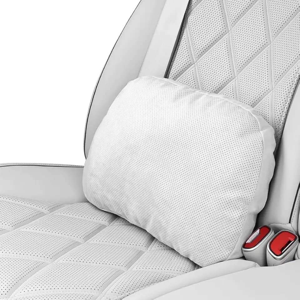 Adjustable Car Lumbar Support Pillow Breathable Suede for Universal